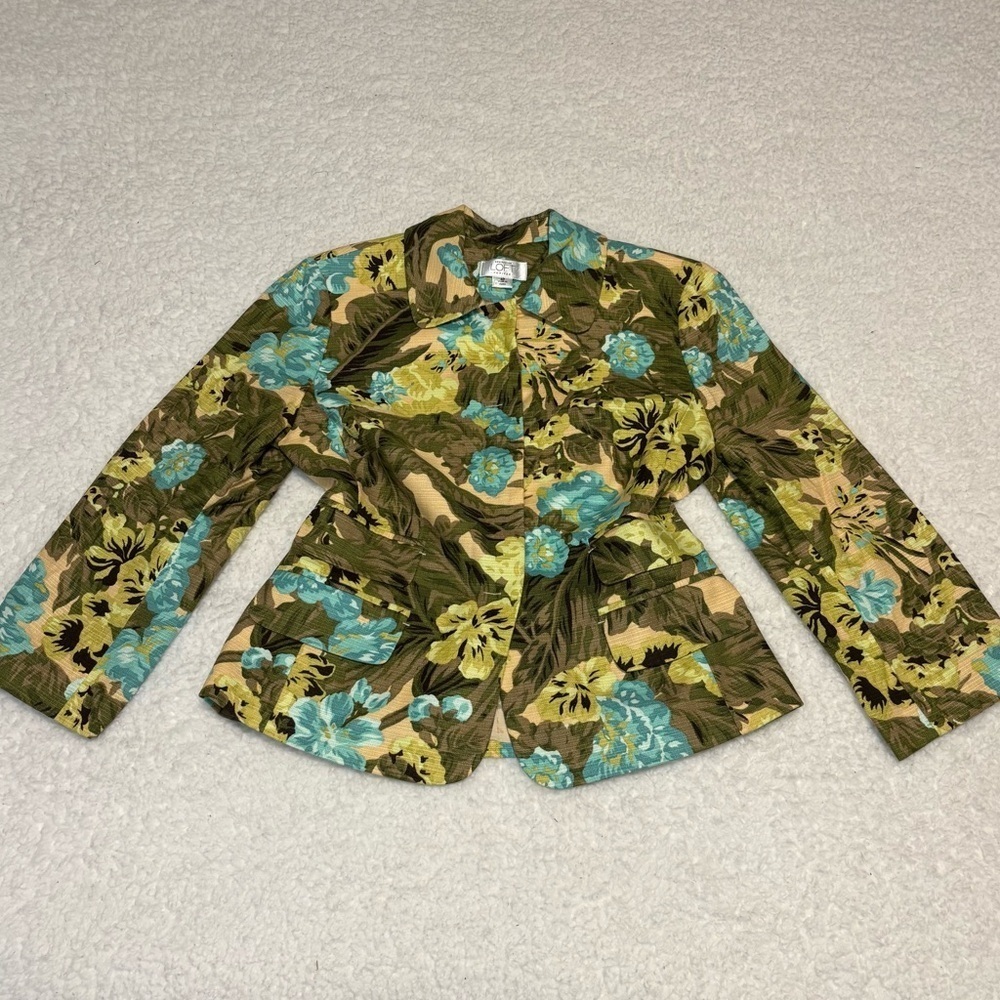 Ann Taylor Loft Women Petite Tropical Floral Print Blazer Jacket - Picture 1 of 11